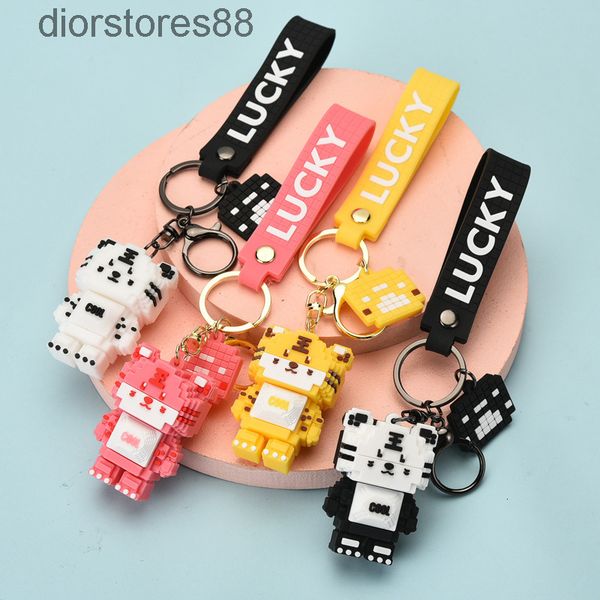 key chain cartoon soft rubber building block tiger fashion car bag small pendant gift, Silver
key chain cartoon soft rubber building block tiger fashion car bag small pendant gift, Silver
