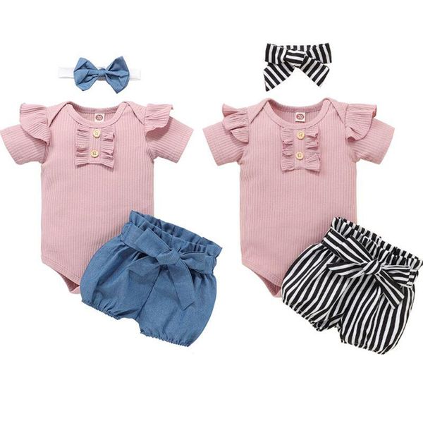 infant baby girls three-piece clothes set round collar short sleeve romper shorts headdress blue/ black clothing sets, White
infant baby girls three-piece clothes set round collar short sleeve romper shorts headdress blue/ black clothing sets, White