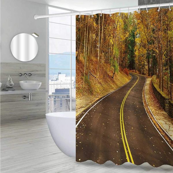 fall cloth shower curtain 72" w x 84" l, autumn scene with curvy road in the forest at letchworth state park new york city usa
fall cloth shower curtain 72" w x 84" l, autumn scene with curvy road in the forest at letchworth state park new york city usa