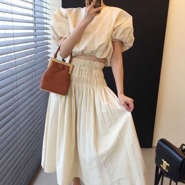 summer fashion casual set o neck puff sleeve short + hight waist pleated skirts two piece sets 210531, White
summer fashion casual set o neck puff sleeve short + hight waist pleated skirts two piece sets 210531, White