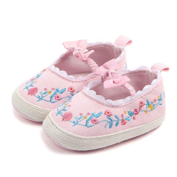

first walkers 2021 born baby crib shoes bow embroidery princess soft sole anti-slip prewalker for girls walk