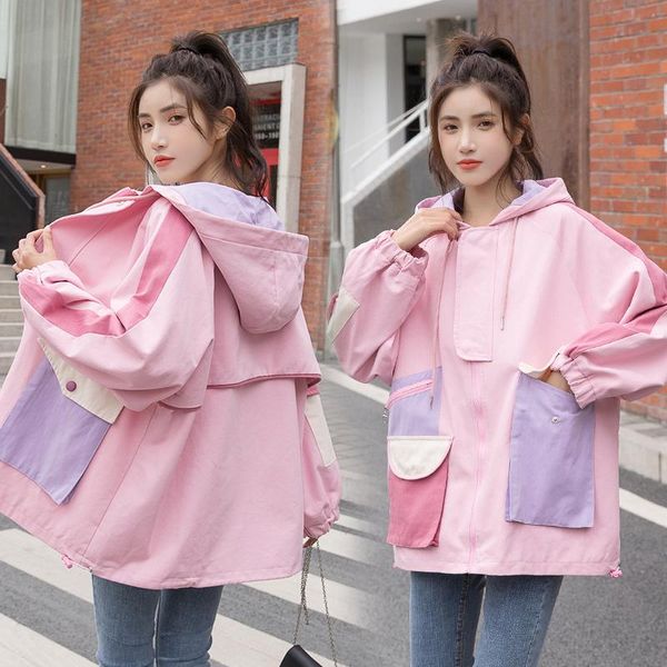 women's trench coats spring autumn windbreaker korean large size loose hooded coat casual female pink outwear women jackets plus, Tan;black
women's trench coats spring autumn windbreaker korean large size loose hooded coat casual female pink outwear women jackets plus, Tan;black