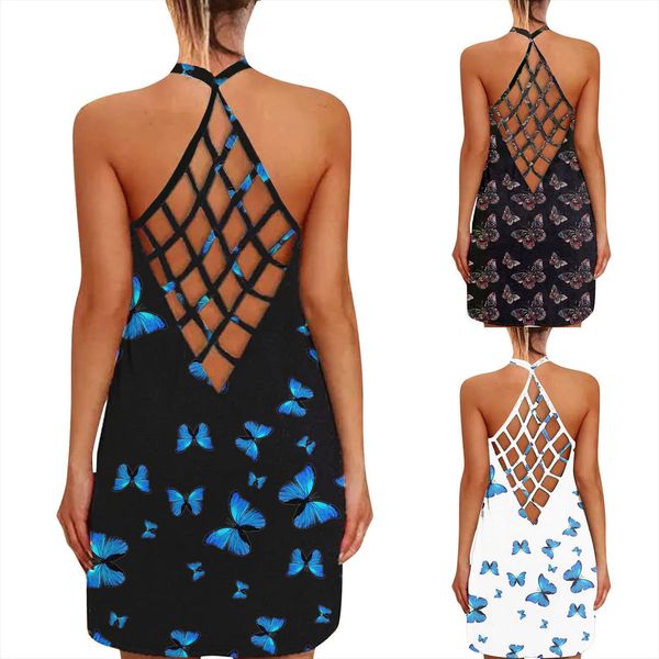 butterfly print summer women dresses sleeveless o neck loose casual a line backless beach party mini vestidos, Black;gray
butterfly print summer women dresses sleeveless o neck loose casual a line backless beach party mini vestidos, Black;gray