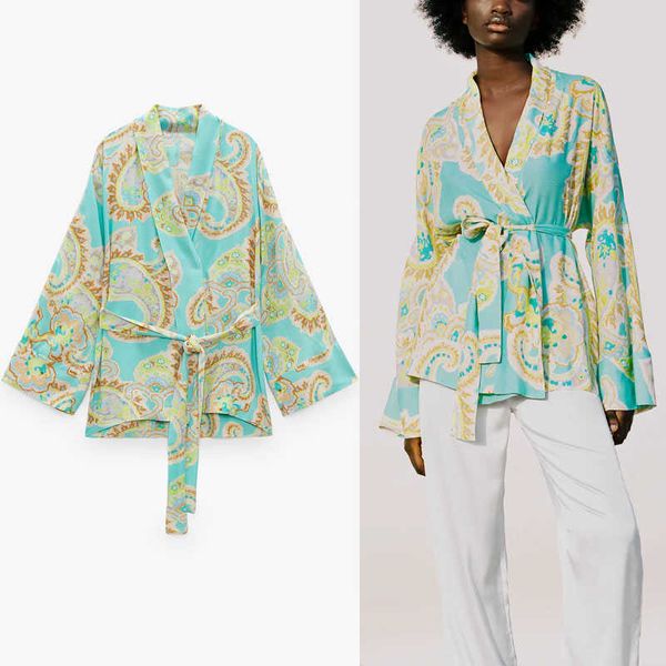 za bow print blouse women long sleeve tied belt vintage loose blouses woman chic button up wrap summer blue pleat shirt 210602, White
za bow print blouse women long sleeve tied belt vintage loose blouses woman chic button up wrap summer blue pleat shirt 210602, White