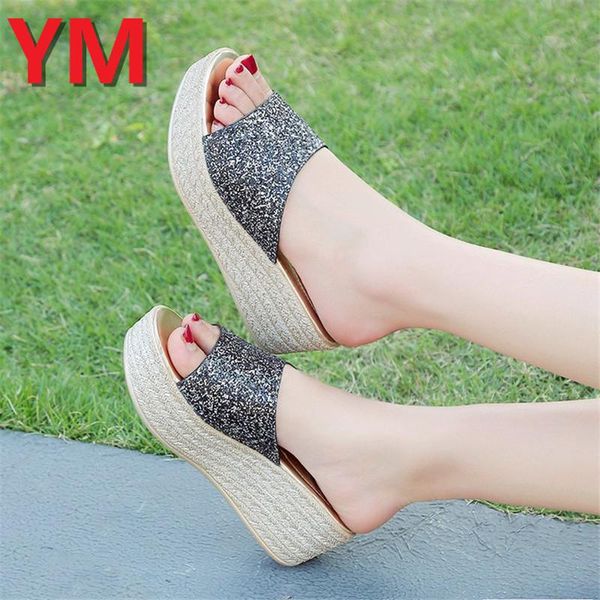 summer bling women slippers rome retro casual shoes thick bottom wedge heel open toe sandals beach slip on slides female, Black
summer bling women slippers rome retro casual shoes thick bottom wedge heel open toe sandals beach slip on slides female, Black