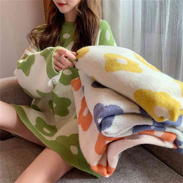 women autumn winter oversized pullover sweater female big flower knitted jumper coat ladies long sleeve jersey pull femme 210519, White;black
women autumn winter oversized pullover sweater female big flower knitted jumper coat ladies long sleeve jersey pull femme 210519, White;black