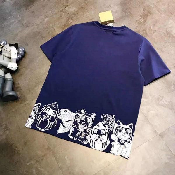 high version 21 summer men's big fish blessing printed short sleeve loose casual round neck t-shirt top, White;black
high version 21 summer men's big fish blessing printed short sleeve loose casual round neck t-shirt top, White;black