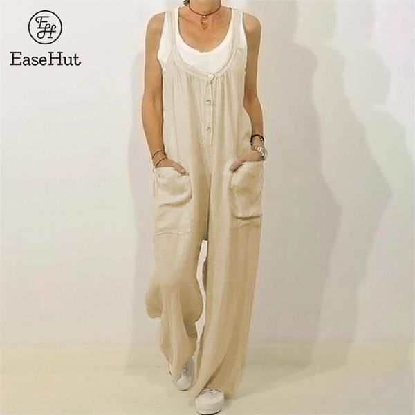 easehut women vintage jumpsuit solid u neck sleeveless buttons pockets cotton linen romper loose casual wide leg pants overalls 210326, Black;white
easehut women vintage jumpsuit solid u neck sleeveless buttons pockets cotton linen romper loose casual wide leg pants overalls 210326, Black;white
