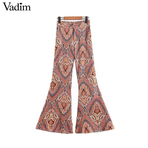 vadim women vintage print flare pants zipper elastic waist pockets casual female long boho style trousers mujer ka898 women's & capris, Black;white
vadim women vintage print flare pants zipper elastic waist pockets casual female long boho style trousers mujer ka898 women's & capris, Black;white