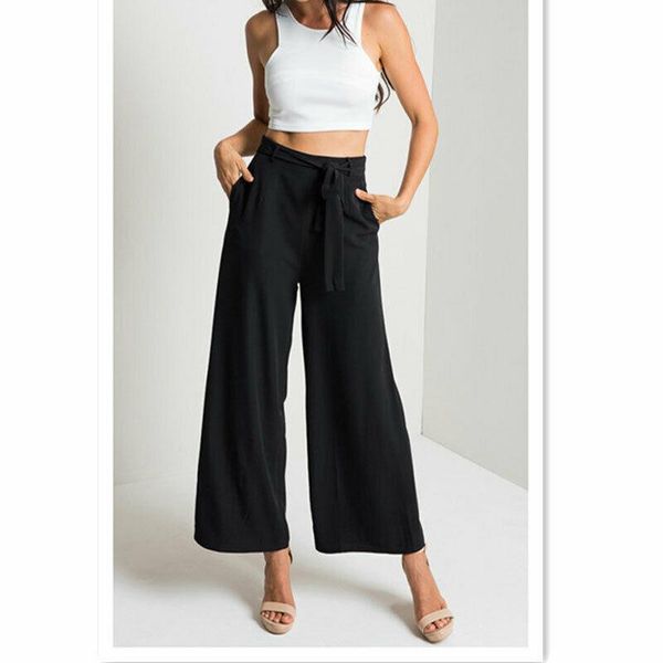 women's pants & capris women fashion ol wide leg pant summer casual high waist loose baggy ladies formal elegant solid culottes trouse, Black;white
women's pants & capris women fashion ol wide leg pant summer casual high waist loose baggy ladies formal elegant solid culottes trouse, Black;white