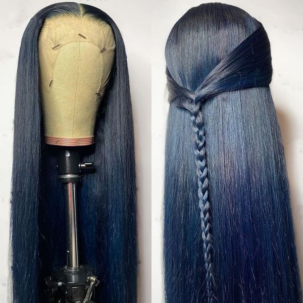 dark blue long straight synthetic hair lace frontal wig with natural hairline high temperature glueless lace wigs for women, Black
dark blue long straight synthetic hair lace frontal wig with natural hairline high temperature glueless lace wigs for women, Black