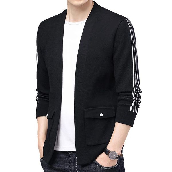 men's sweaters spring and autumn sweater striped cardigan jacket knitted men, White;black
men's sweaters spring and autumn sweater striped cardigan jacket knitted men, White;black