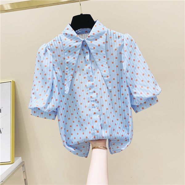 blouses chiffon polka dot short female summer fashion sleeve doll collar blue shirt blouse ladies blusas femme, White
blouses chiffon polka dot short female summer fashion sleeve doll collar blue shirt blouse ladies blusas femme, White