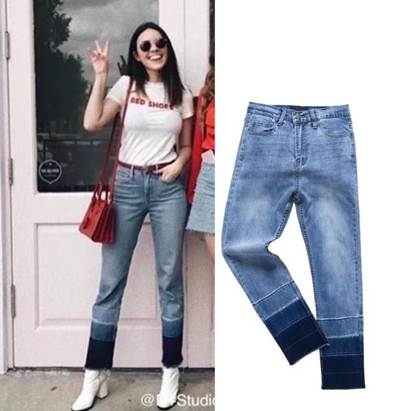 women's jeans summer color matching denim feet pants women fashion edge hit high waist, Blue
women's jeans summer color matching denim feet pants women fashion edge hit high waist, Blue