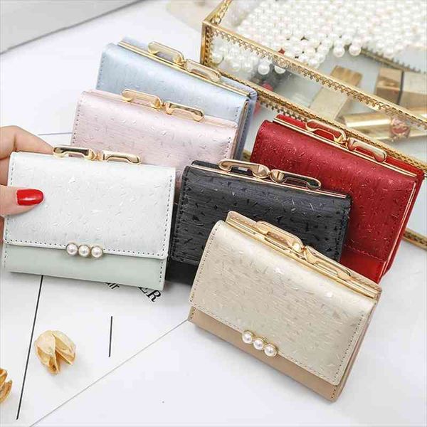 pearl element trifold women wallets short soft leather ladies purse clamp designer coin pocket card holder female wallet, Red;black
pearl element trifold women wallets short soft leather ladies purse clamp designer coin pocket card holder female wallet, Red;black