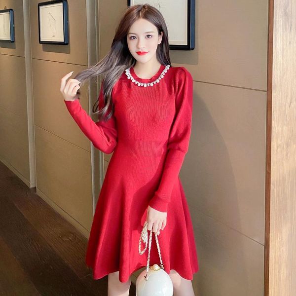 casual dresses women elastic knitted dress retro puff sleeve beading o-neck a-line autumn winter korean sweater, Black;gray
casual dresses women elastic knitted dress retro puff sleeve beading o-neck a-line autumn winter korean sweater, Black;gray