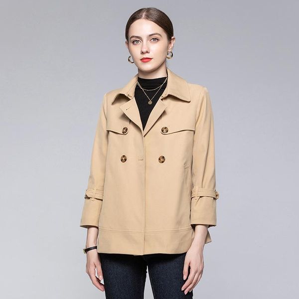 autumn and winter women's coat fashion british style solid double breasted straight tube versatile short windbreaker jackets, Black;brown
autumn and winter women's coat fashion british style solid double breasted straight tube versatile short windbreaker jackets, Black;brown