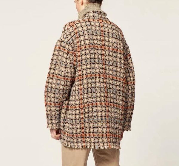 women's wool & blends 2021 autumn and winter ladies plaid mid-length cardigan loose jacket, Black
women's wool & blends 2021 autumn and winter ladies plaid mid-length cardigan loose jacket, Black