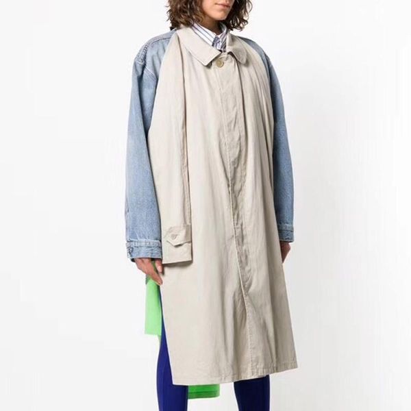 women's trench coats to gladself patchwork denim coat women long sleeve asymmetrical windbreaker female 2021 autumn fashion casual over, Tan;black
women's trench coats to gladself patchwork denim coat women long sleeve asymmetrical windbreaker female 2021 autumn fashion casual over, Tan;black