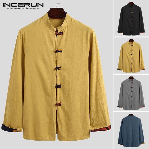 men's casual shirts men shirt streetwear cotton stand collar long sleeve camisa vintage tang suit autumn chinese style incerun, White;black
men's casual shirts men shirt streetwear cotton stand collar long sleeve camisa vintage tang suit autumn chinese style incerun, White;black
