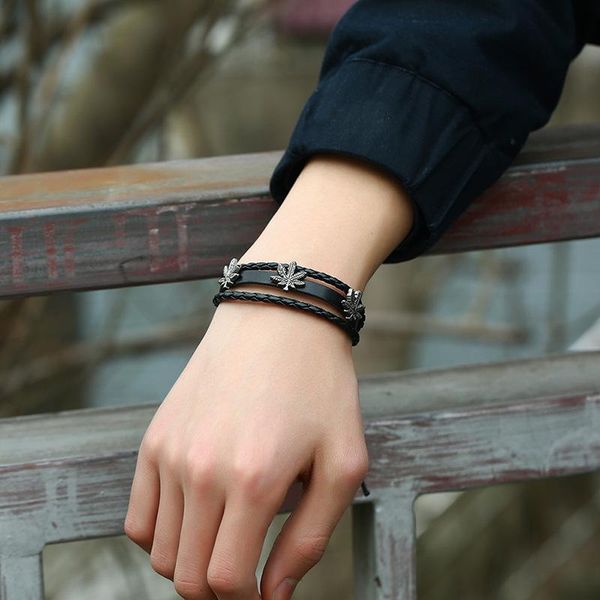 tennis vintage men's leather bracelet multilayer maple skull cross charms braided wrap bangles men women, Golden;silver
tennis vintage men's leather bracelet multilayer maple skull cross charms braided wrap bangles men women, Golden;silver