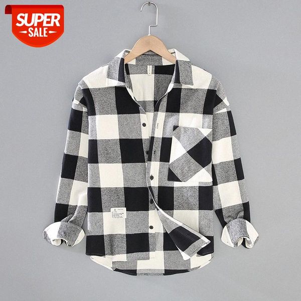 g023#autumn and winter men's youth sanding thickened square collar plaid trendy long-sleeved shirt #qm6u, White;black
g023#autumn and winter men's youth sanding thickened square collar plaid trendy long-sleeved shirt #qm6u, White;black