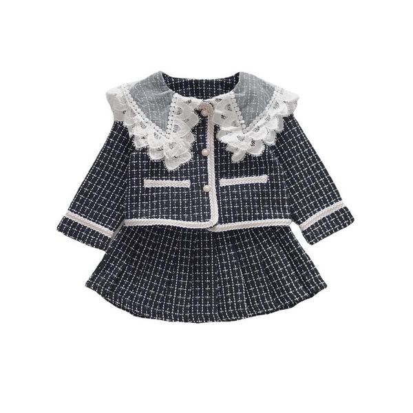 clothing sets girl's o-neck long sleeve casual fashion double layered lace turn-down collar elegant coats+pleated skirts 2pcs, White
clothing sets girl's o-neck long sleeve casual fashion double layered lace turn-down collar elegant coats+pleated skirts 2pcs, White