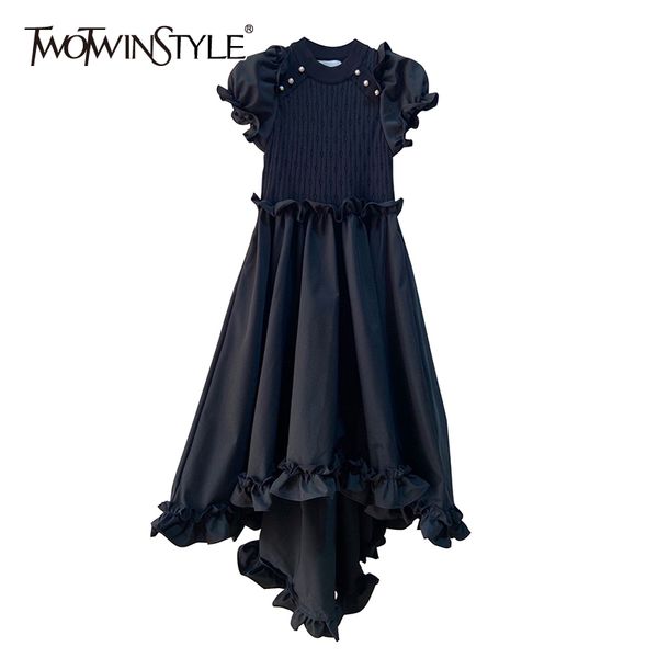 black patchwork ruffle dress for women o neck short sleeve high waist irregular hem summer dresses female fashion 210428, Black;gray
black patchwork ruffle dress for women o neck short sleeve high waist irregular hem summer dresses female fashion 210428, Black;gray