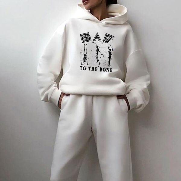 women's two piece pants women diy hoodies pieces set to the bone letter sweatsuits elastic sports pullover suit oversize custom design, White
women's two piece pants women diy hoodies pieces set to the bone letter sweatsuits elastic sports pullover suit oversize custom design, White