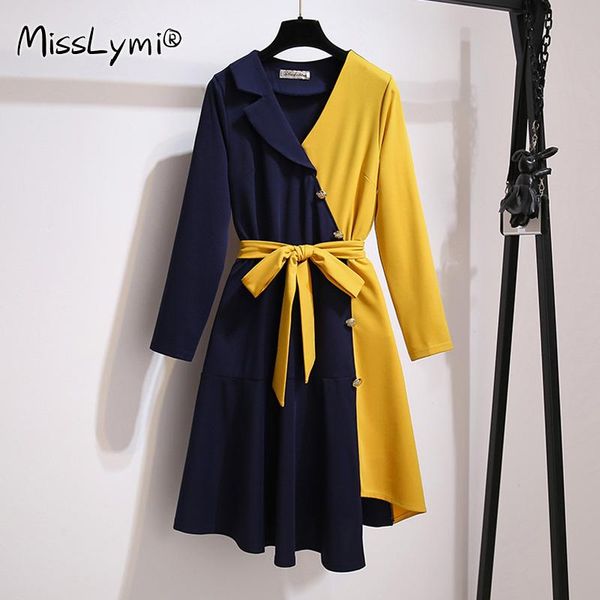 casual dresses l-5xl plus size women contrast color elegant dress autumn 2021 fashion v-neck long sleeve patchwork yellow asymmetric, Black;gray
casual dresses l-5xl plus size women contrast color elegant dress autumn 2021 fashion v-neck long sleeve patchwork yellow asymmetric, Black;gray