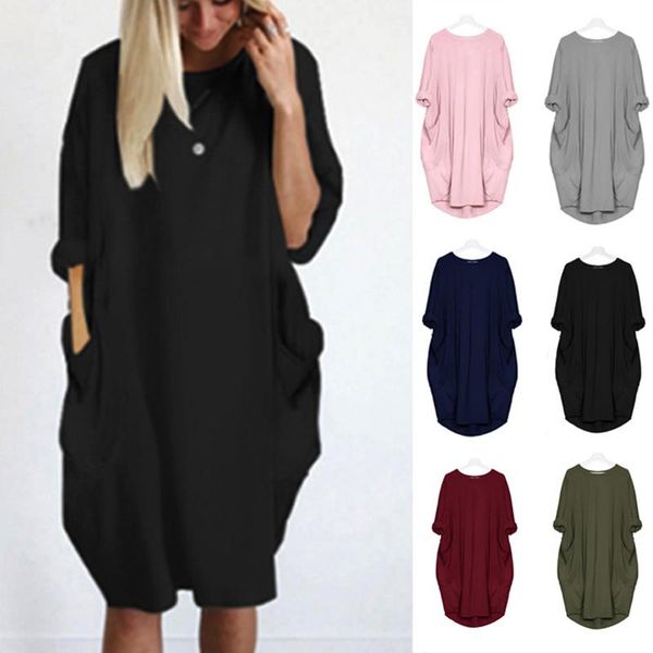 casual dresses 2021 womens fashion vestido midi colorful plus size streetwear women oversize dress solid color, Black;gray
casual dresses 2021 womens fashion vestido midi colorful plus size streetwear women oversize dress solid color, Black;gray