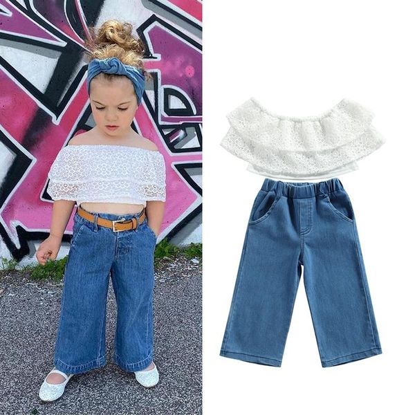 clothing sets focusnorm 2-7y summer fashion girls clothes lace floral off shoulder ruffles t shirts denim long pants, White
clothing sets focusnorm 2-7y summer fashion girls clothes lace floral off shoulder ruffles t shirts denim long pants, White