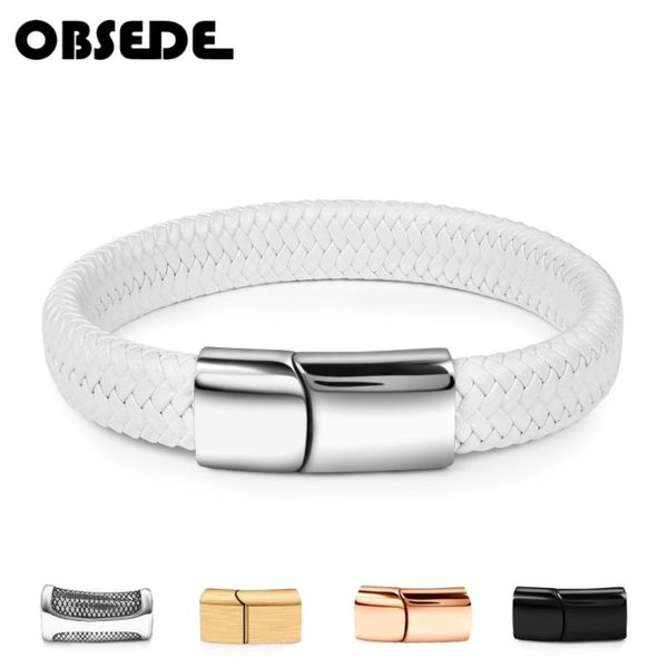 charm bracelets obsede fashion jewelry men bracelet white braided leather titanium steel magnetic clasp wristband male bangle friend couple, Golden;silver
charm bracelets obsede fashion jewelry men bracelet white braided leather titanium steel magnetic clasp wristband male bangle friend couple, Golden;silver