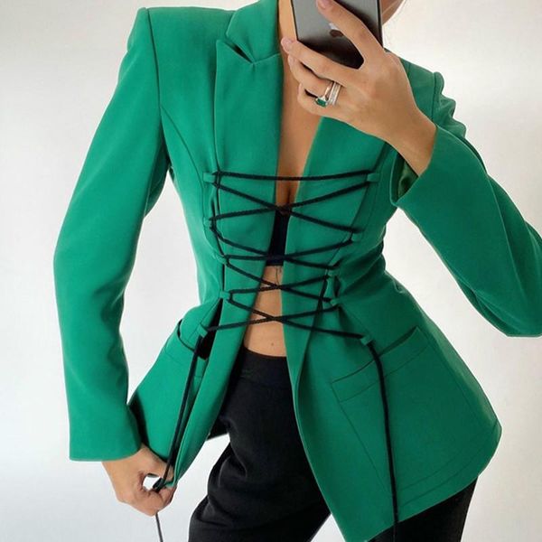 women's jackets autumn and winter fashion solid color long-sleeved tie casual jacket elegant office ladies streetwear women, Black;brown
women's jackets autumn and winter fashion solid color long-sleeved tie casual jacket elegant office ladies streetwear women, Black;brown