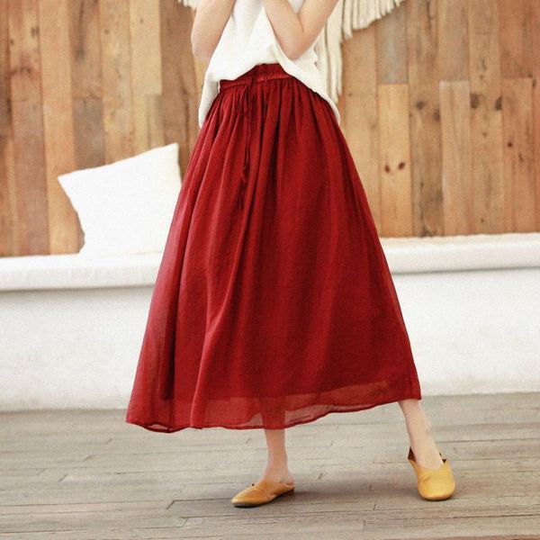 johnature summer solid color retro elastic waist lace up half skirt 2021 loose comfortable all-match women fashion skirts, Black
johnature summer solid color retro elastic waist lace up half skirt 2021 loose comfortable all-match women fashion skirts, Black