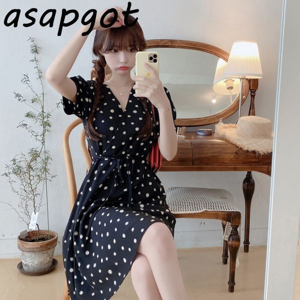 lace up waist slim v neck short sleeve floral black white dots chiffon dress women mini clothes summer retro vestido sweet 210429, Black;gray
lace up waist slim v neck short sleeve floral black white dots chiffon dress women mini clothes summer retro vestido sweet 210429, Black;gray