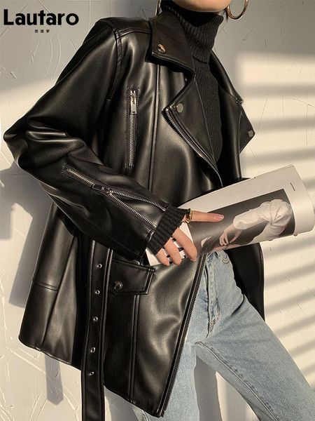 women's leather & faux lautaro black biker jacket long sleeve zipper belt loose luxury korean fashion 2021 autumn clothes women wholesa
women's leather & faux lautaro black biker jacket long sleeve zipper belt loose luxury korean fashion 2021 autumn clothes women wholesa