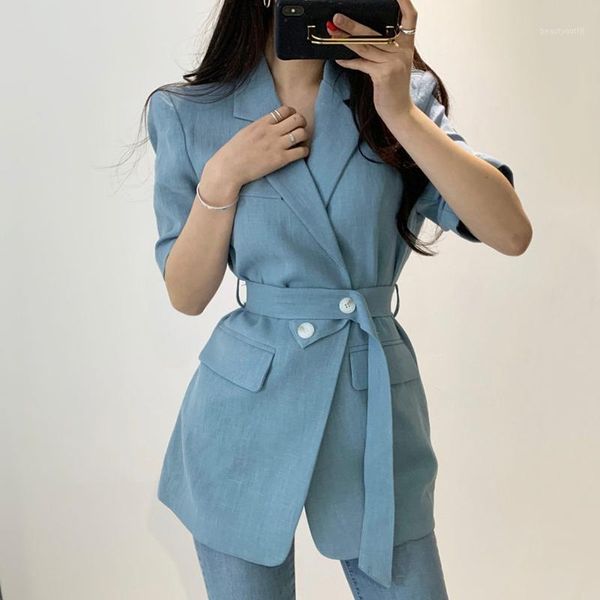 women's suits & blazers korea chic summer french retro lapel loose solid color pocket cardigan short-sleeved suit jacket with belt wome, White;black
women's suits & blazers korea chic summer french retro lapel loose solid color pocket cardigan short-sleeved suit jacket with belt wome, White;black
