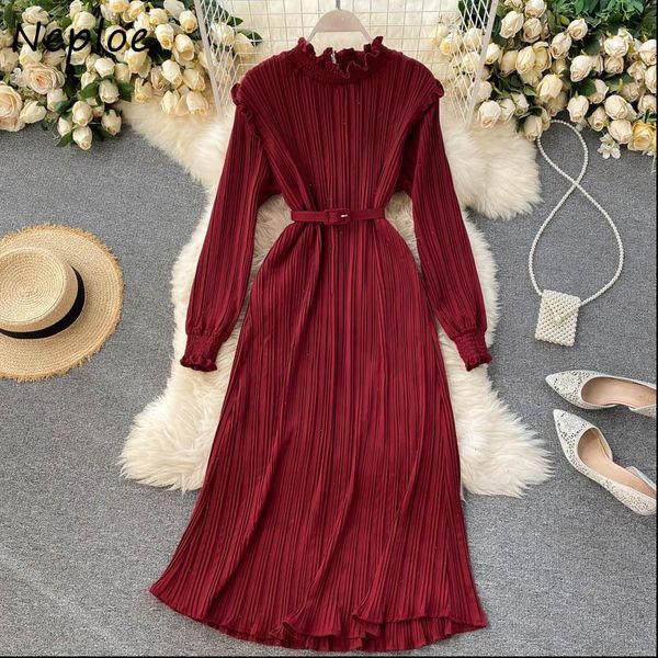 women dress fungus stand collar slim fit pleated dresses autumn chic sashes femme vestidos solid color fashion, Black;gray
women dress fungus stand collar slim fit pleated dresses autumn chic sashes femme vestidos solid color fashion, Black;gray
