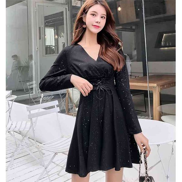spring autumn women's dress french retro pure color v-neck a-line long sleeve short female base es ll820 210506, Black;gray
spring autumn women's dress french retro pure color v-neck a-line long sleeve short female base es ll820 210506, Black;gray