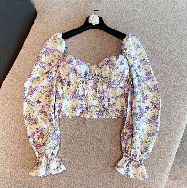 blouses spring korean style retro bow waist tight sleeve floral print women's shirt cropped blouse blusas, White
blouses spring korean style retro bow waist tight sleeve floral print women's shirt cropped blouse blusas, White