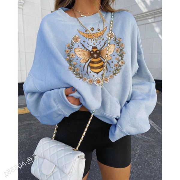 2021 autumn and winter new fashion casual women's wear round neck lantern sleeve bee printed sweater, Blue;black
2021 autumn and winter new fashion casual women's wear round neck lantern sleeve bee printed sweater, Blue;black