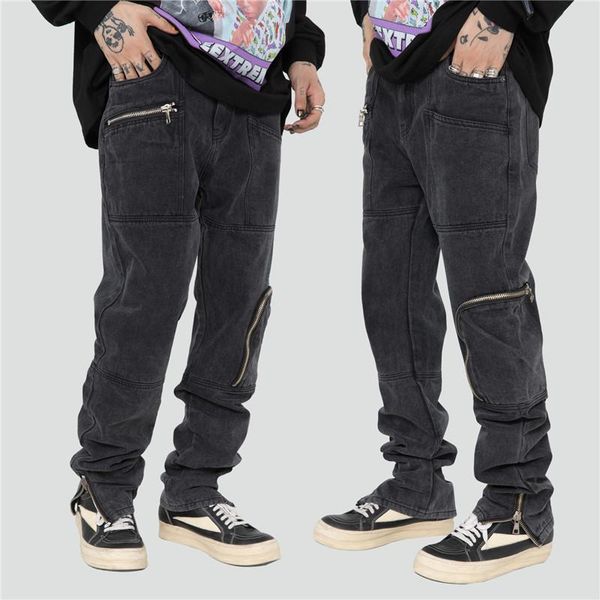 men's jeans hip hop streetwear pants men vintage zipper pocket washed biker rock gothic fashion cargo straight denim trouser, Blue
men's jeans hip hop streetwear pants men vintage zipper pocket washed biker rock gothic fashion cargo straight denim trouser, Blue