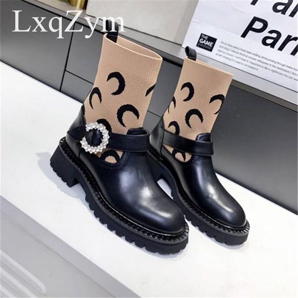 boots est women round toe moon printed elastic socks short thick heel crystal buckle genuine leather ankle booties, Black
boots est women round toe moon printed elastic socks short thick heel crystal buckle genuine leather ankle booties, Black