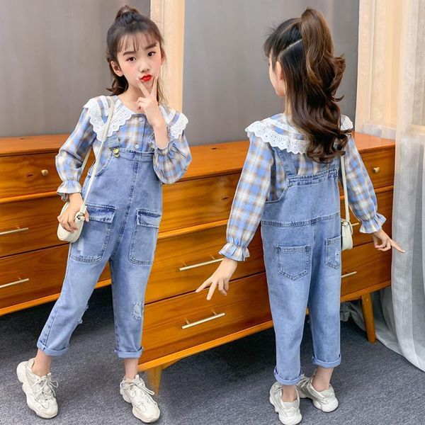 girls' bib set autumn clothes, big children's 2021 spring and western style girl jeans two-piece trend clothing sets, White
girls' bib set autumn clothes, big children's 2021 spring and western style girl jeans two-piece trend clothing sets, White