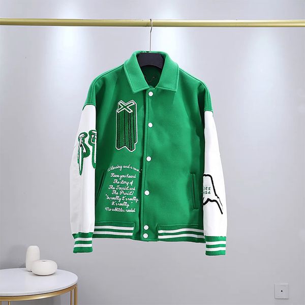 leather sleeves varsity jacket baseball decorated with patches and embroidered motifs coat fashion single breasted warm jackets couples wome, Black;brown
leather sleeves varsity jacket baseball decorated with patches and embroidered motifs coat fashion single breasted warm jackets couples wome, Black;brown