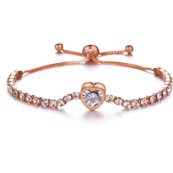 women silver color rose gold bracelet zircon heart charm bracelet women bridal wedding fine jewelry gift, Black
women silver color rose gold bracelet zircon heart charm bracelet women bridal wedding fine jewelry gift, Black