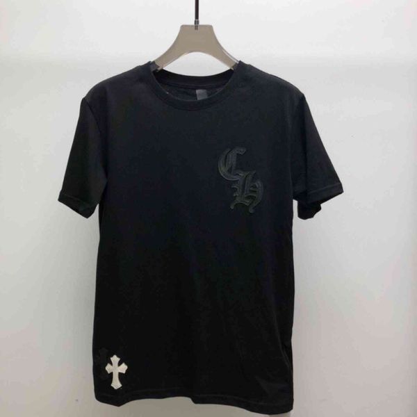 summer ch cro short sleeve t-shirt men's round neck pullover cross with leather embroidery, White;black
summer ch cro short sleeve t-shirt men's round neck pullover cross with leather embroidery, White;black