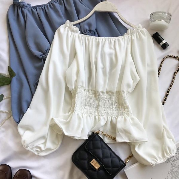 women's blouses & shirts lantern chiffon shirt spring blouse feminine frilly long female harvest korean office ladies high waist f4tq, White
women's blouses & shirts lantern chiffon shirt spring blouse feminine frilly long female harvest korean office ladies high waist f4tq, White