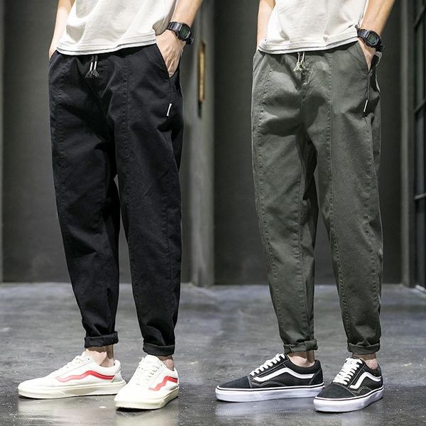 men's pants linling korean version of the trend nine-point overalls autumn loose wild straight tide brand fashion trousers, Black
men's pants linling korean version of the trend nine-point overalls autumn loose wild straight tide brand fashion trousers, Black